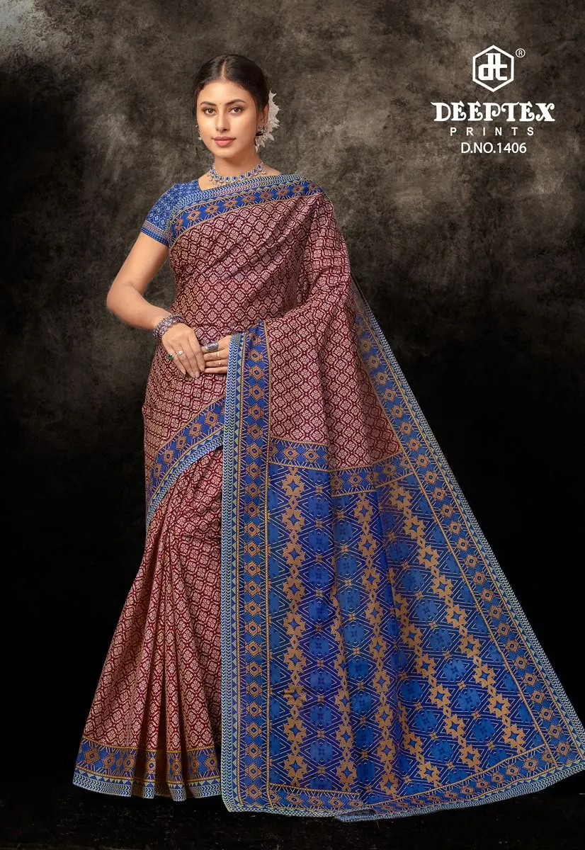 Pure Cotton Ethnic Sarees Wholesaler Of Deeptex Prime Time Vol 14 - Image 3