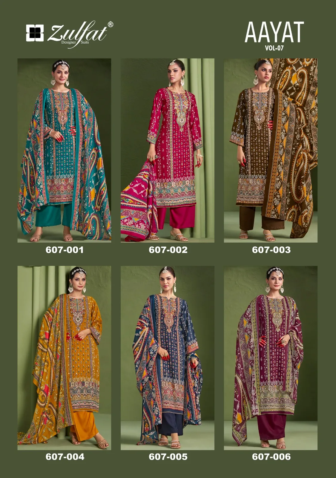 Designer Print With Handwork Daily Wear Salwar Suit Aayat Vol 7 by Zulfat Designer - Image 2