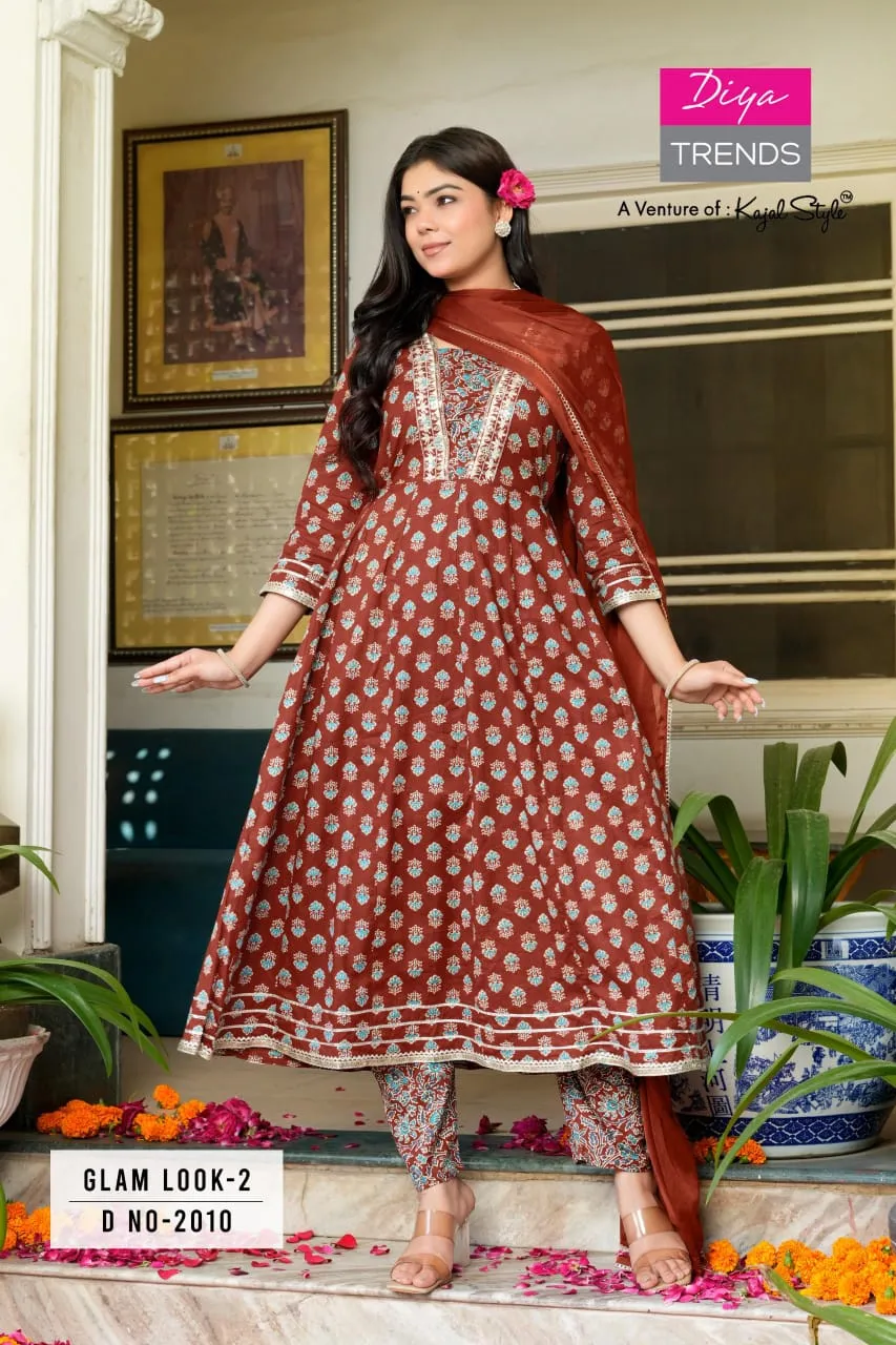 Divya Trends Kajol Style Glamlook Vol. 2 Long Anarkali Kurti Set With Dupatta And Pant 3 piece