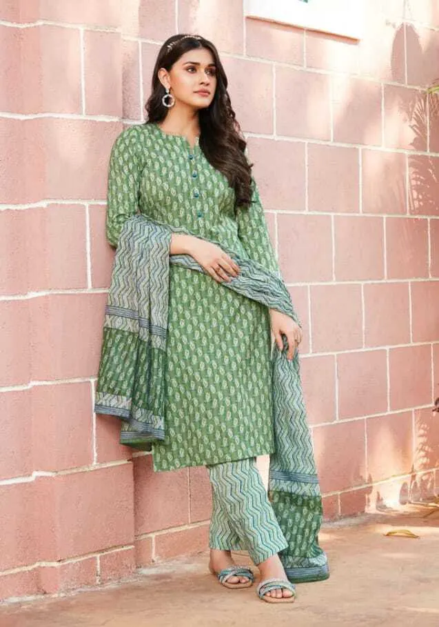Ganpati Jaipuri Pant Vol 12 Floral Printed Cotton Straight Salwar Suit Unstitched - Image 10