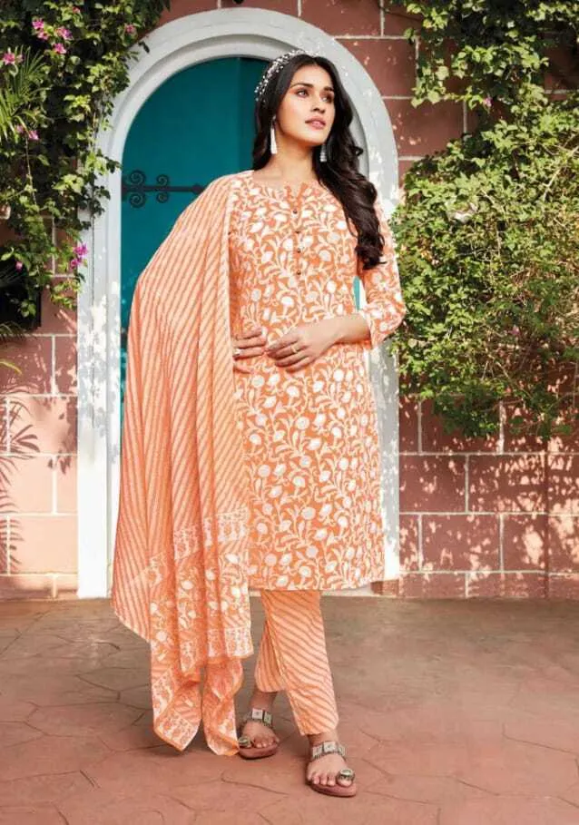 Ganpati Jaipuri Pant Vol 12 Floral Printed Cotton Straight Salwar Suit Unstitched - Image 3