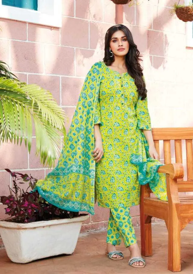 Ganpati Jaipuri Pant Vol 12 Floral Printed Cotton Straight Salwar Suit Unstitched - Image 4