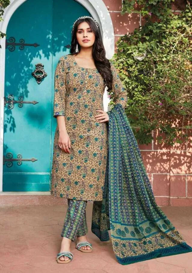 Ganpati Jaipuri Pant Vol 12 Floral Printed Cotton Straight Salwar Suit Unstitched - Image 8