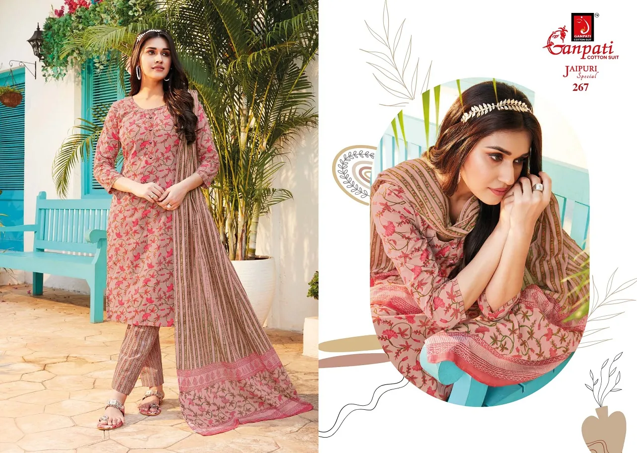 Daily Wear Heavy Cotton Printed Big Size Salwar Suit Ganpati Jaipuri Vol 12 Summer Wear Ethnic Suit - Image 4
