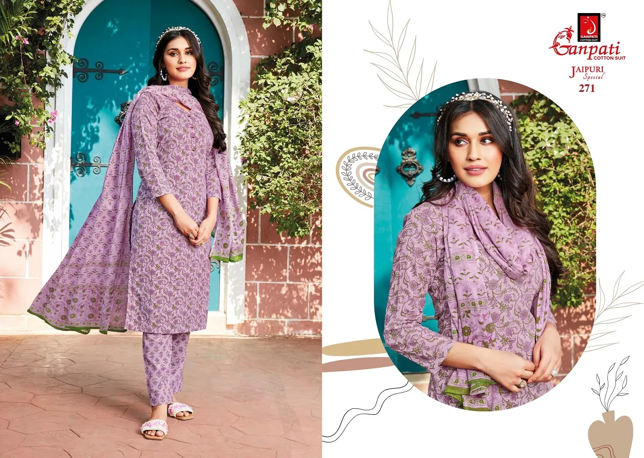 Daily Wear Heavy Cotton Printed Big Size Salwar Suit Ganpati Jaipuri Vol 12 Summer Wear Ethnic Suit - Image 9