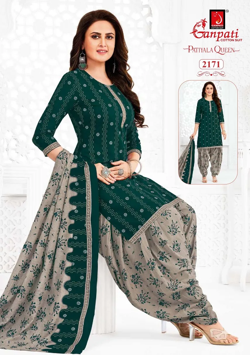 Ganpati Patiyala Queen Patiyala Vol 10 Stitched Patiala Cotton Printed Salwar Suit - Image 10