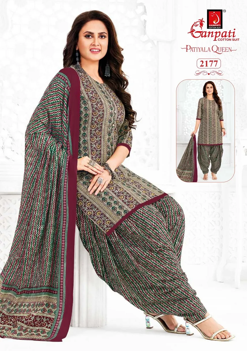 Ganpati Patiyala Queen Patiyala Vol 10 Stitched Patiala Cotton Printed Salwar Suit - Image 2