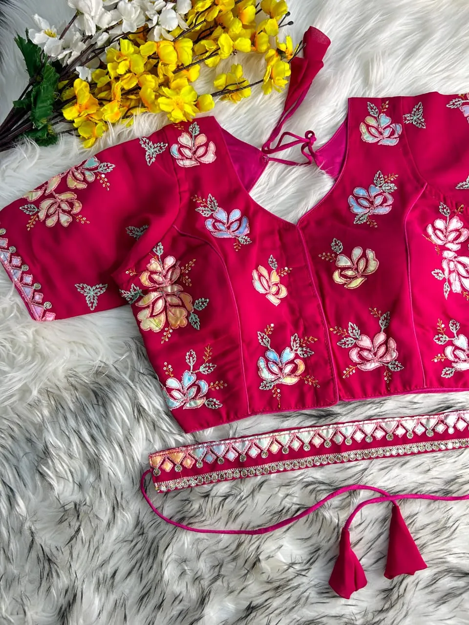 Heavy Embroidery Soft Georgette Readymade Blouse - Image 2