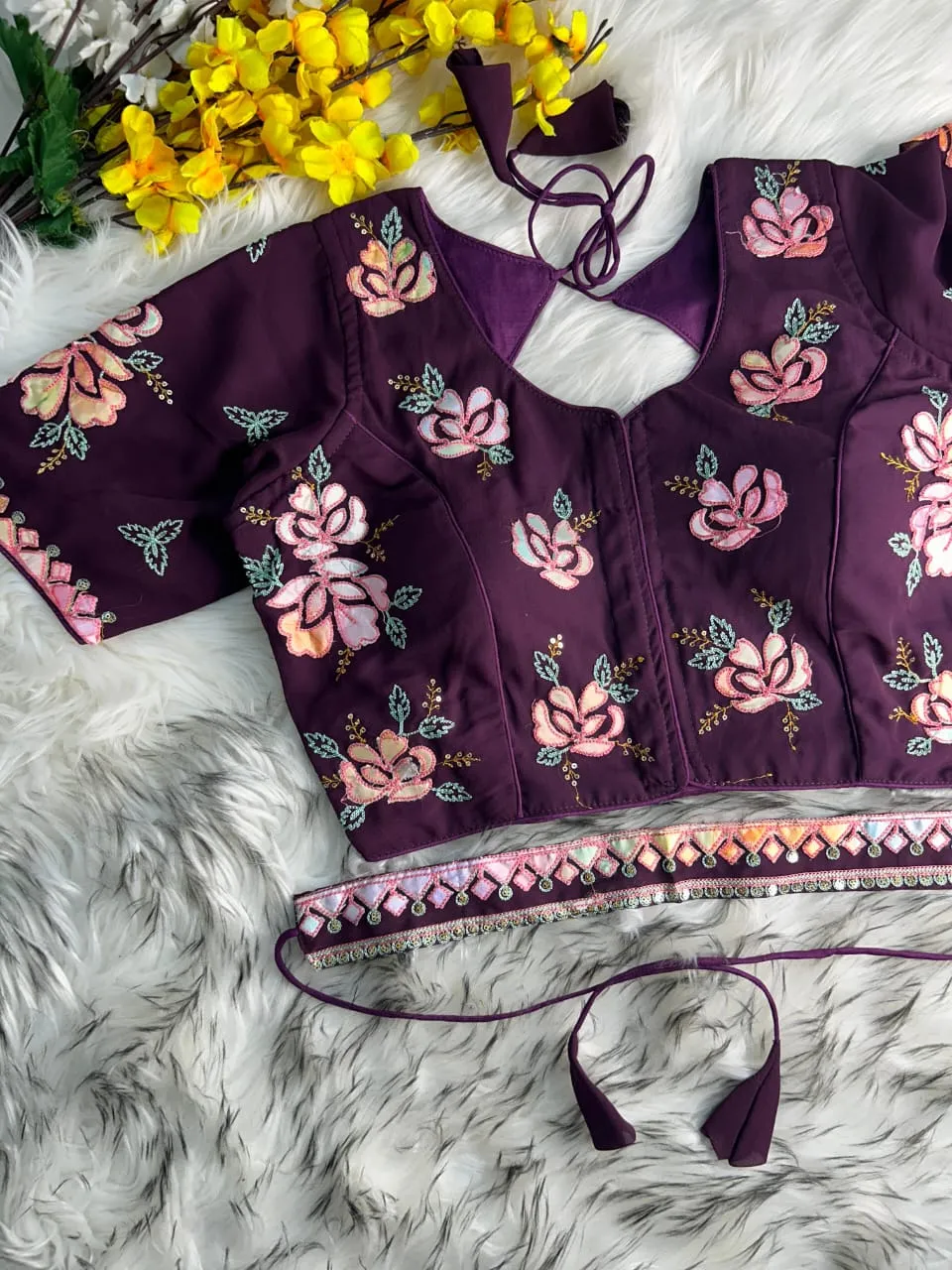 Heavy Embroidery Soft Georgette Readymade Blouse - Image 3