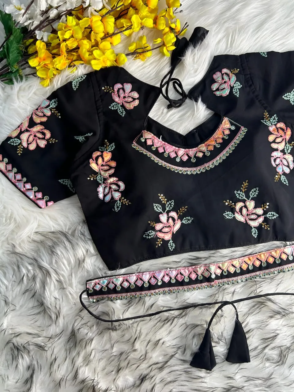 Heavy Embroidery Soft Georgette Readymade Blouse - Image 4