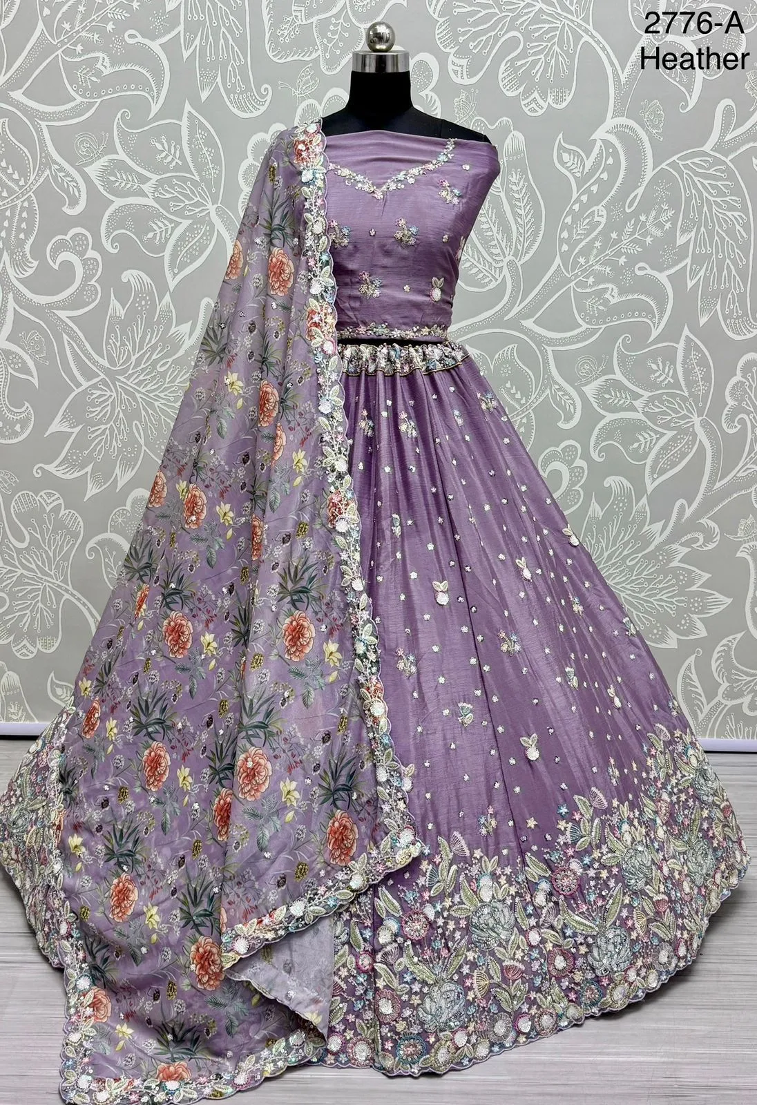 Heavy Fancy Embroidery Crafted Designer Wedding Lehengacholi With Beautiful Color And Fancy Work Viral Lehenga - Image 2