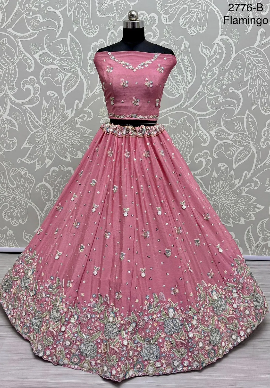 Heavy Fancy Embroidery Crafted Designer Wedding Lehengacholi With Beautiful Color And Fancy Work Viral Lehenga - Image 3