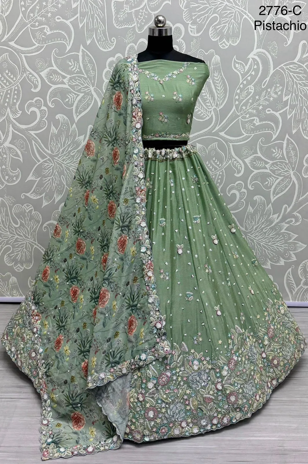 Heavy Fancy Embroidery Crafted Designer Wedding Lehengacholi With Beautiful Color And Fancy Work Viral Lehenga - Image 4
