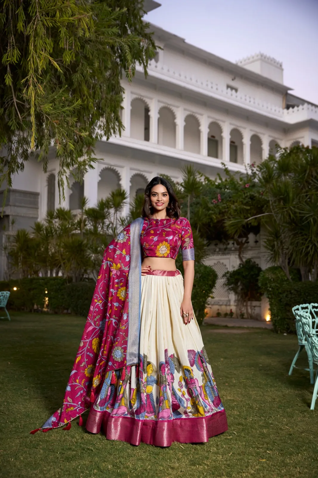 Jacquard Silk Kalamkari Printed Designer Lehenga Choli