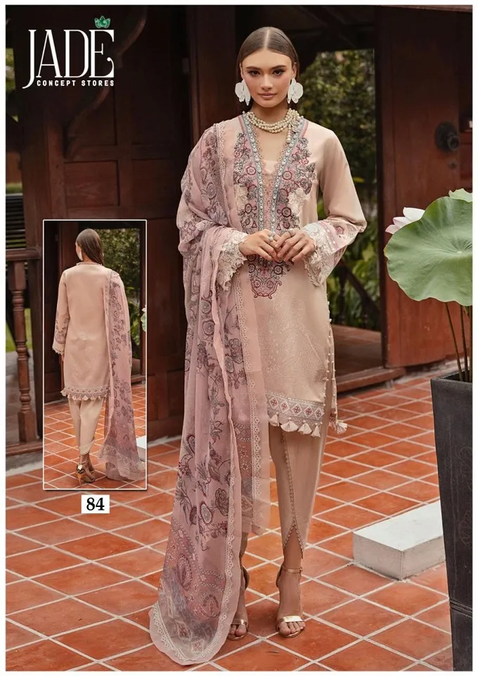 Lawn Cotton Printed Pakistani Straight Salwar Suit Summer Wear Jade Chevron Vol 9 - Image 6
