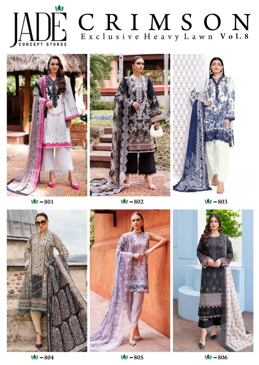 Jade Concept Store - Crimson Exclusive Heavy Lawn Collection Vol. 8 Pakistani Cotton Printed Daily Wear Suit - Image 5