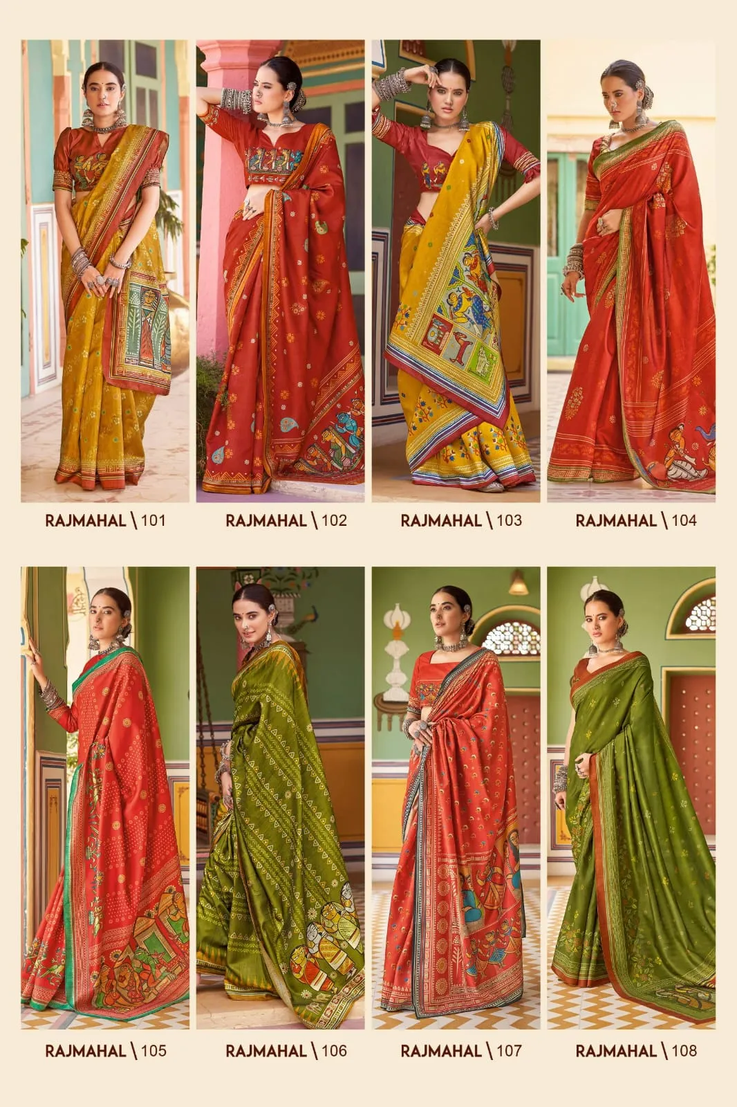 Kalamkari Printed Silk Saree Apple Rajmahal Vol-1 - Image 2