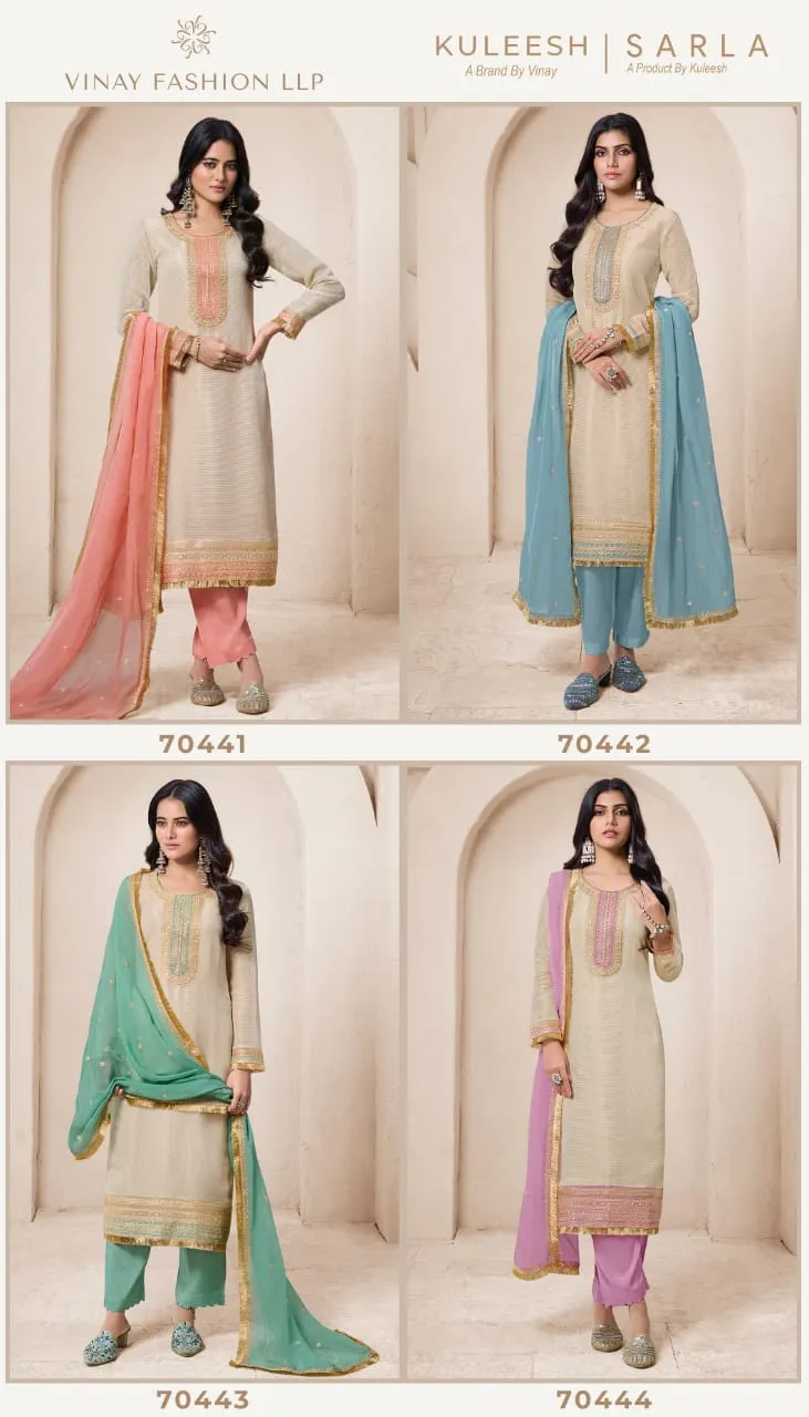 Kuleesh Sarla By Vinay Fashion Wholesaler Orgenza Ramzan Eid Wear Salwar Suit - Image 4