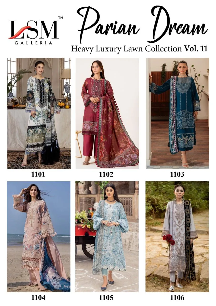 LSM Galleria Parian Dream Heavy Luxury Lawn Collection Vol. 11 Designer Pakistani Printer Cotton Suit - Image 2