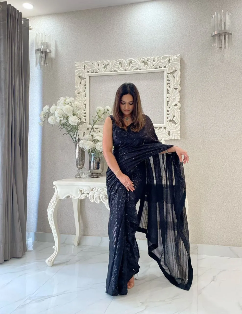 Most Beautiful Sequins Saree Collection Ethnic Indian Saree - Image 2