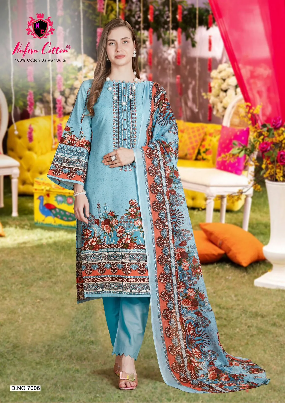 Soft Cotton Karachi Printed Pakistani Salwar Suit Nafisa Andaaz Vol 07 Supplier - Image 10