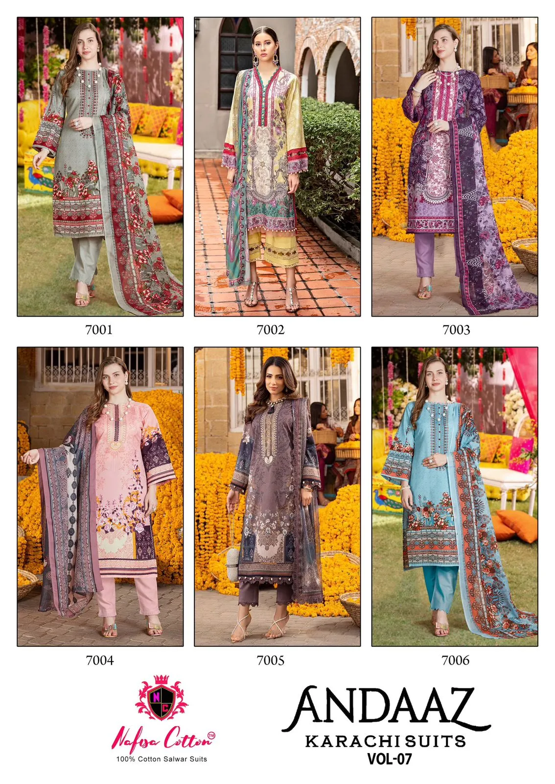Soft Cotton Karachi Printed Pakistani Salwar Suit Nafisa Andaaz Vol 07 Supplier - Image 4