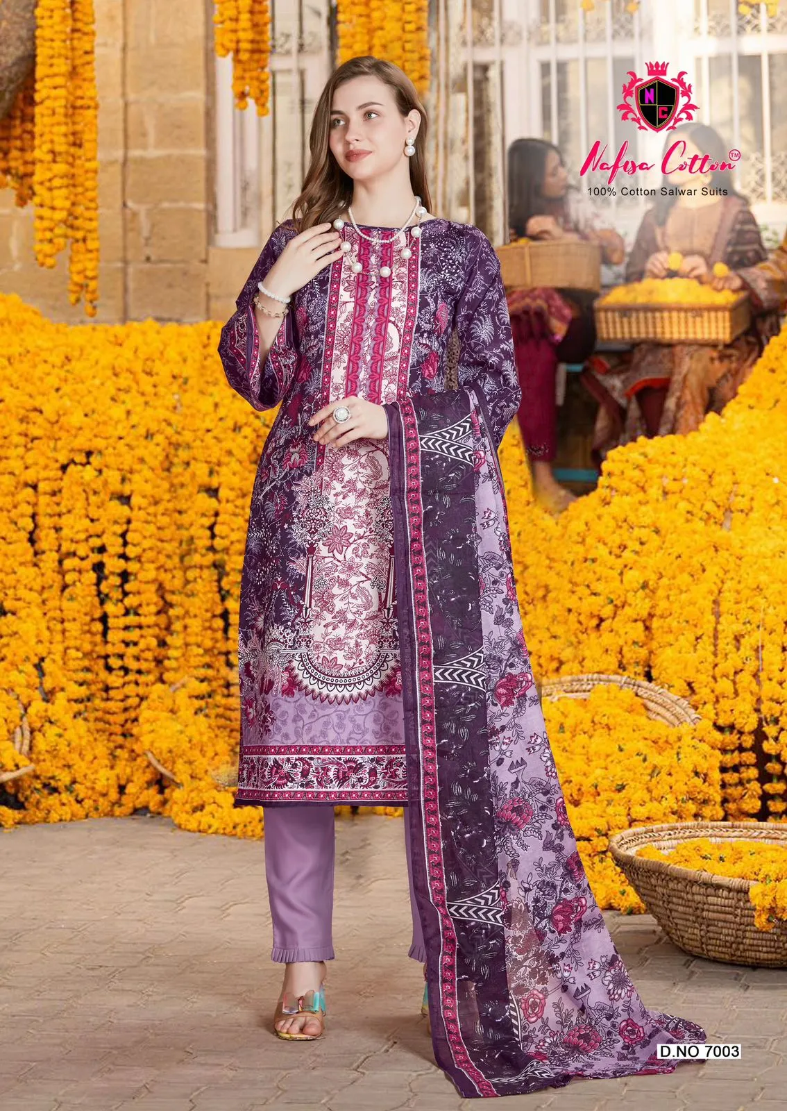 Soft Cotton Karachi Printed Pakistani Salwar Suit Nafisa Andaaz Vol 07 Supplier - Image 9