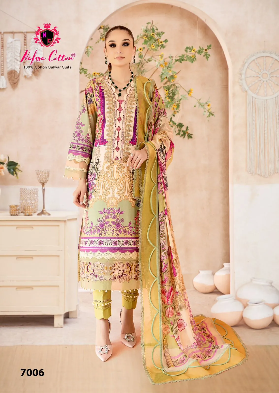 Nafisa Mahera Vol 07 Pakistani Print Cotton Unstitched Salwar Suit Wholesaler Ramzan Eid Fashion - Image 2