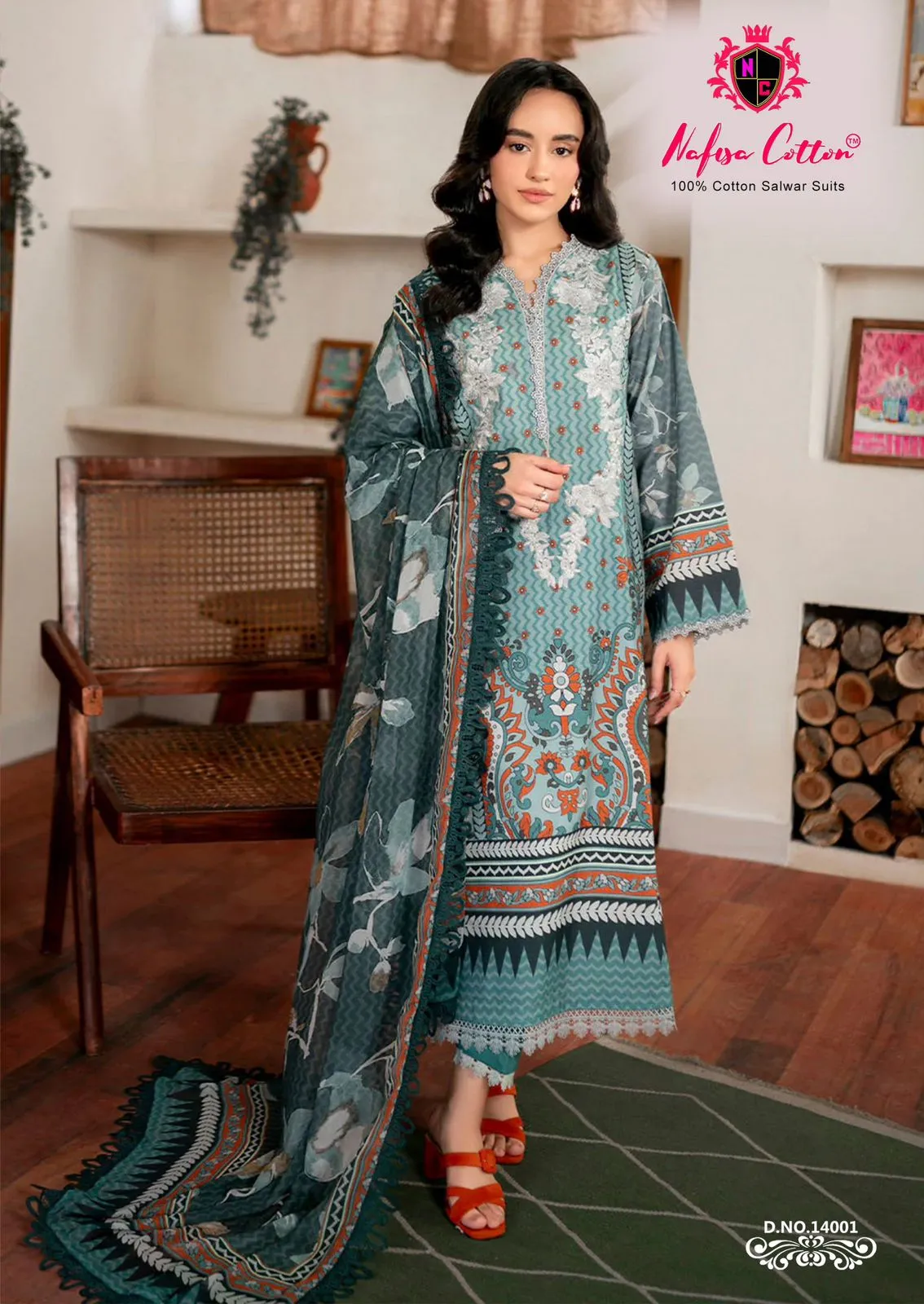 Nafisa Monsoon Vol 14 Karachi Printed Straight Salwar Suit Summer Wear Wholesaler - Image 3