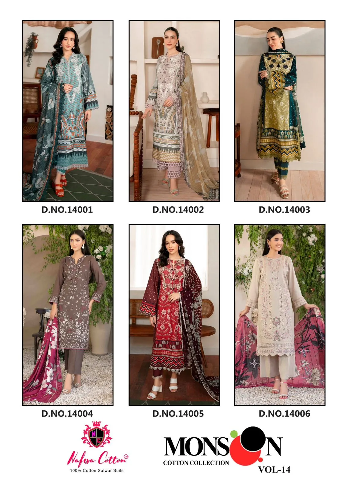 Nafisa Monsoon Vol 14 Karachi Printed Straight Salwar Suit Summer Wear Wholesaler - Image 4