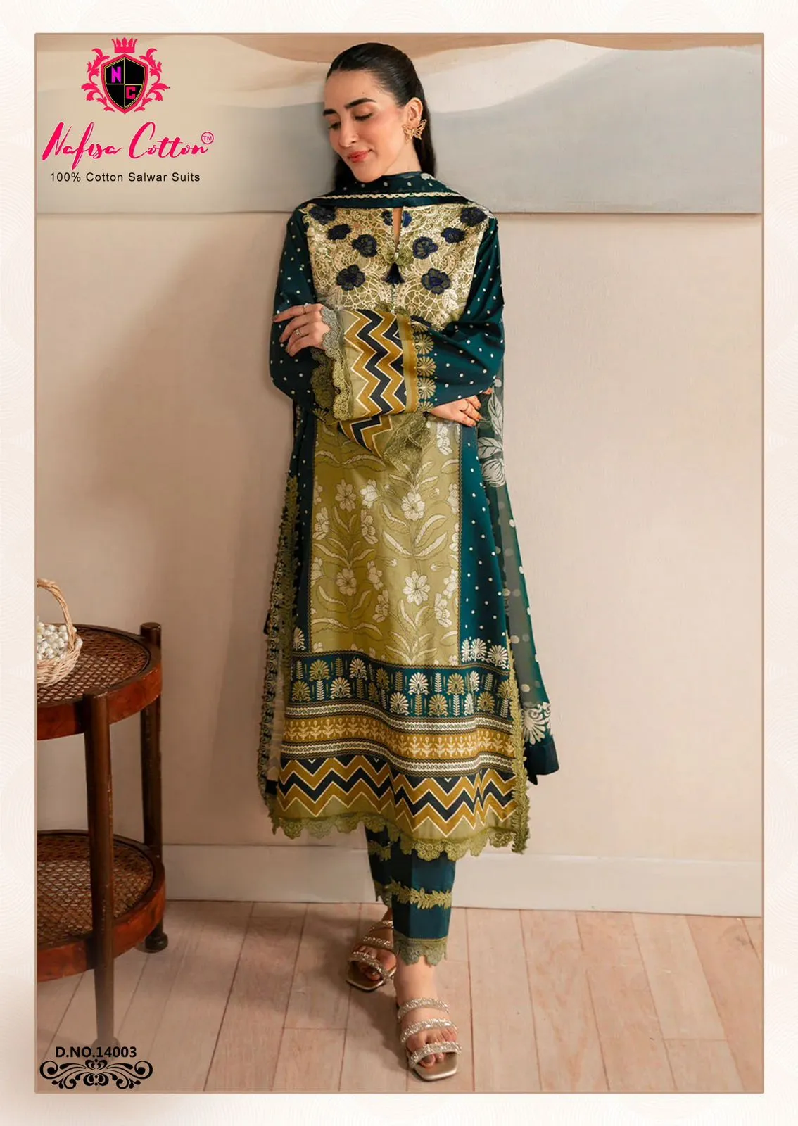 Nafisa Monsoon Vol 14 Karachi Printed Straight Salwar Suit Summer Wear Wholesaler - Image 6