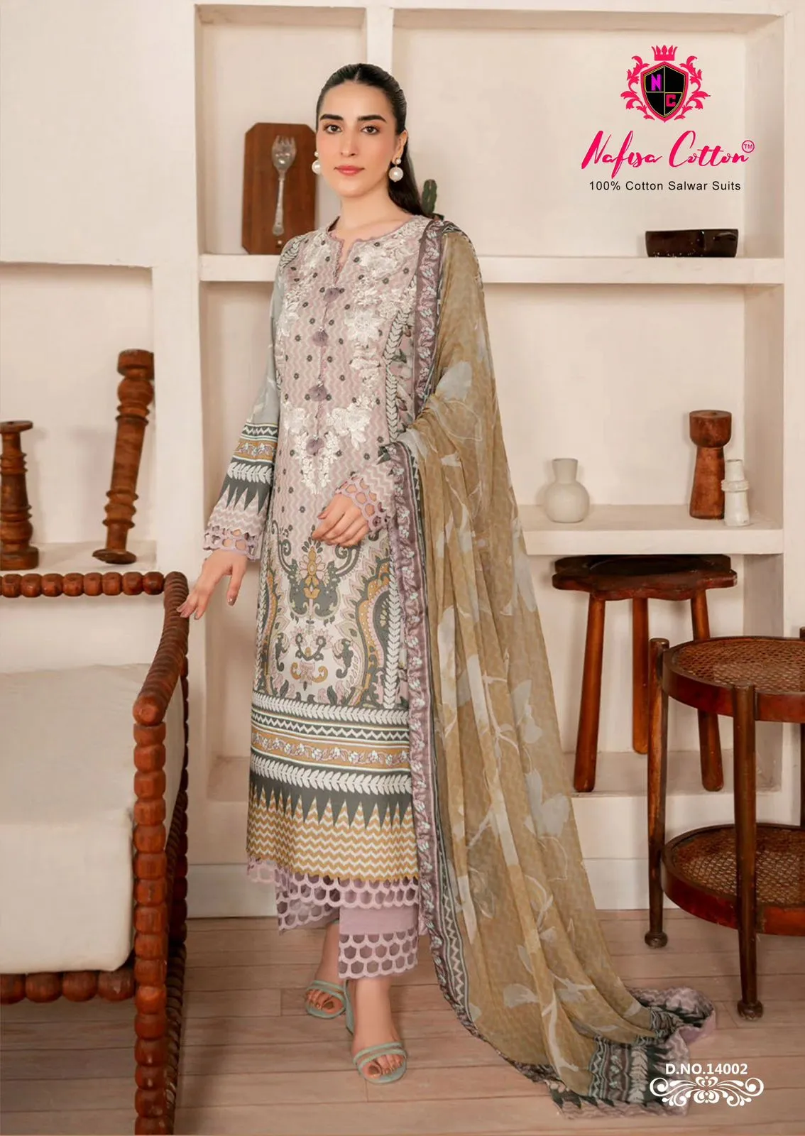 Nafisa Monsoon Vol 14 Karachi Printed Straight Salwar Suit Summer Wear Wholesaler - Image 9