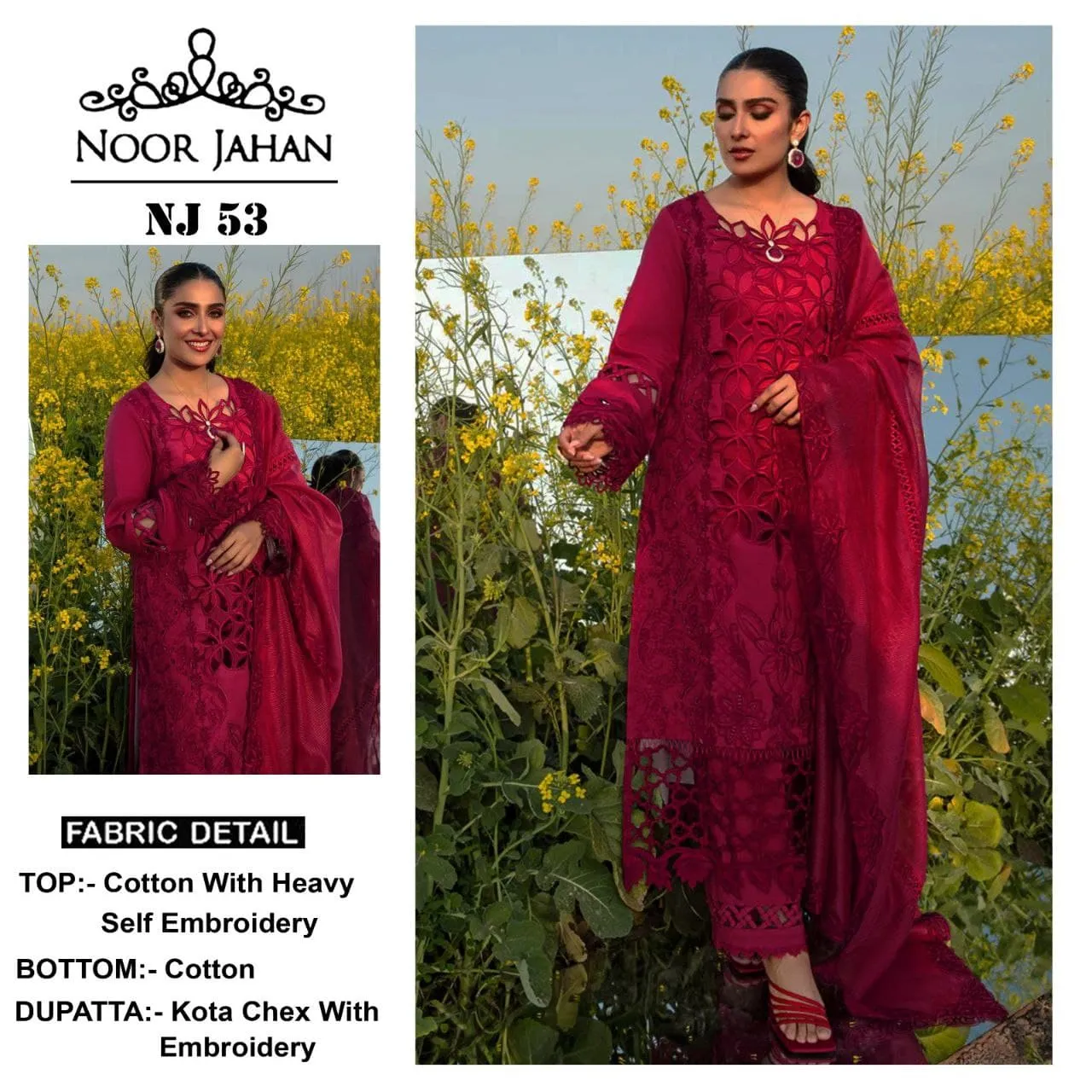 Pakistani Style Salwar Suit Noor Jahan NJ 53 Red Fashion Ramzan Eid Wear Suit