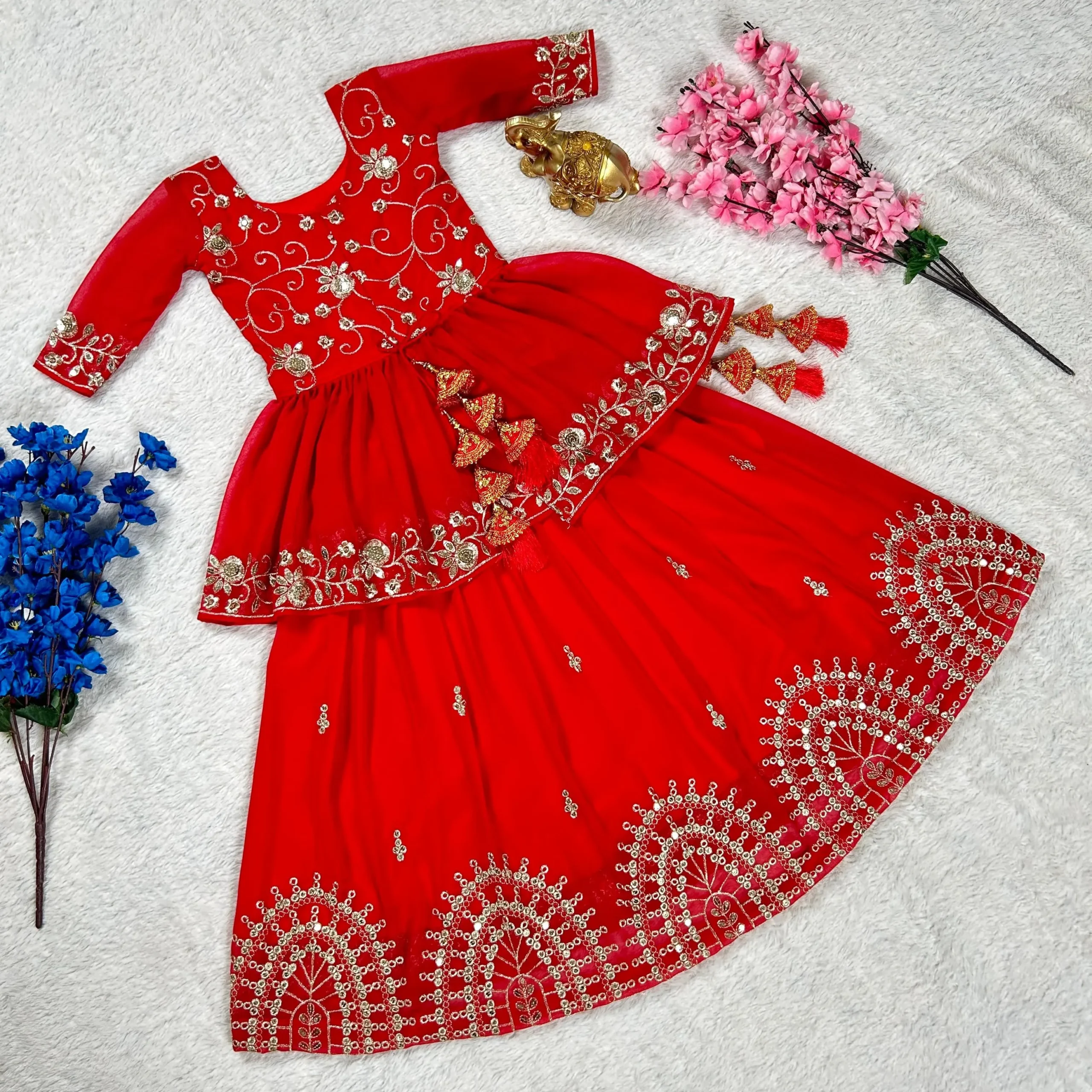 Red Color Designer Kids Lehenga Choli With Heavy Sequince Work Ethnic Kids Lehenga