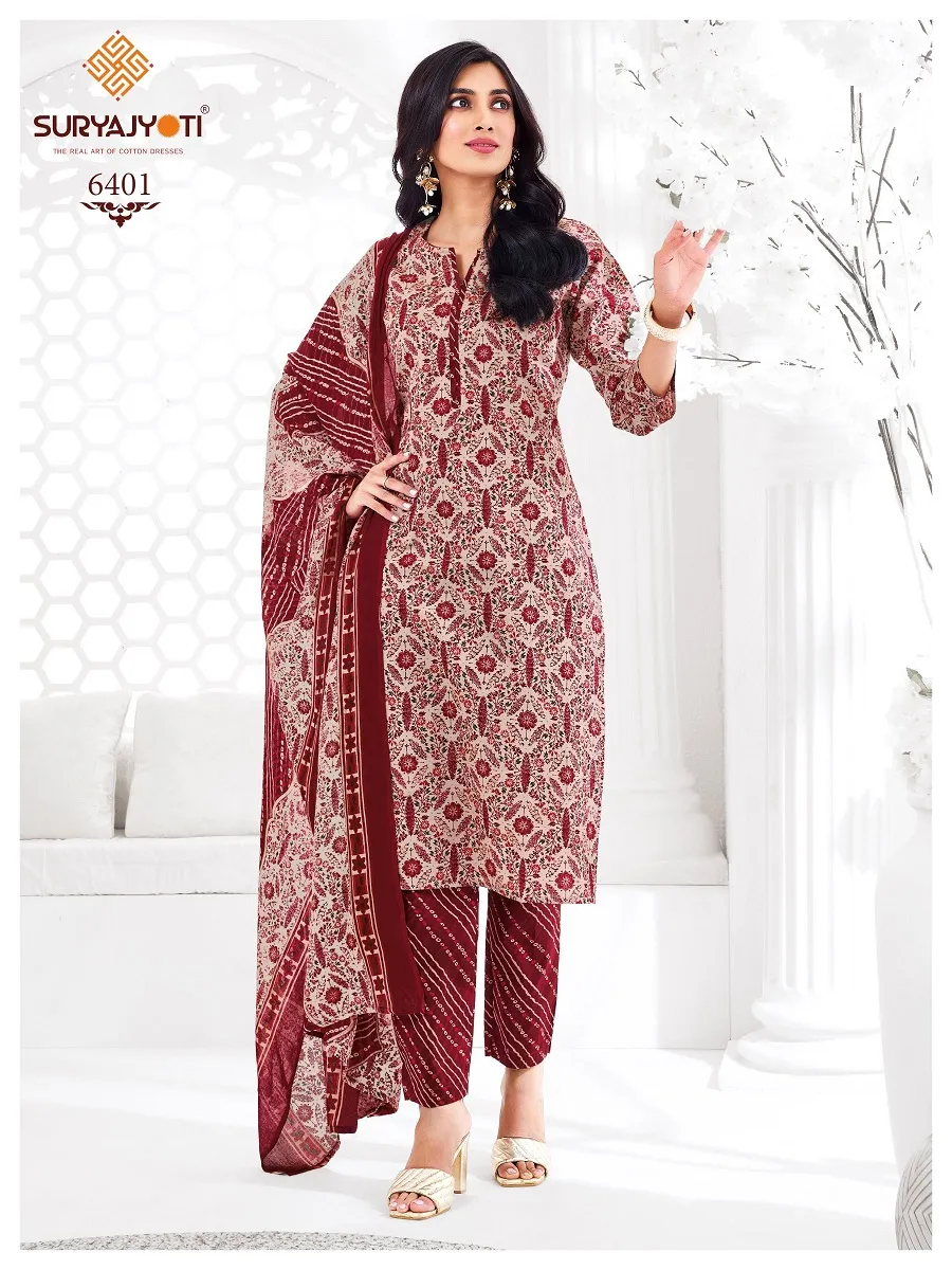 Suryajyoti Trendy Cotton Vol 64 Unstitched Cotton Pant Style Salwar Suit Wholesaler Summer Wear - Image 10