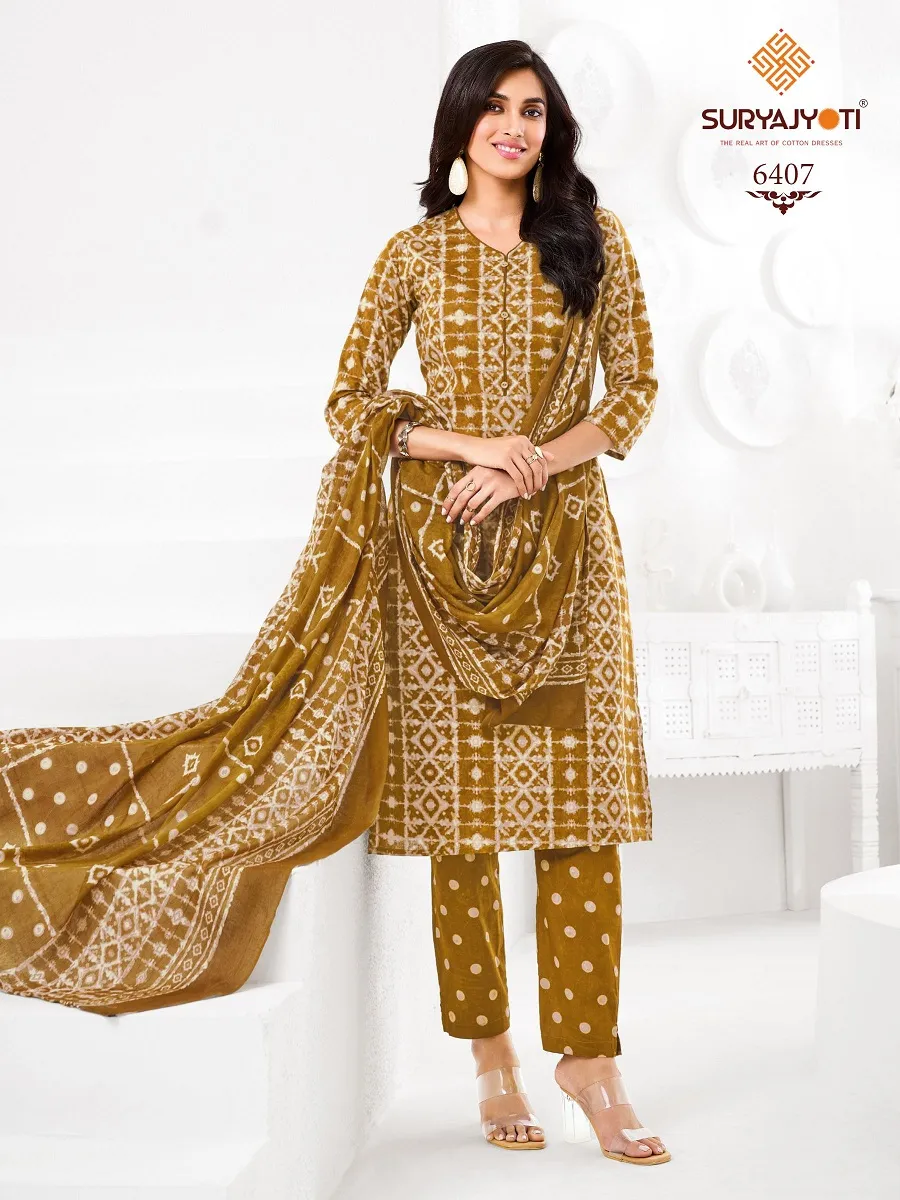 Suryajyoti Trendy Cotton Vol 64 Unstitched Cotton Pant Style Salwar Suit Wholesaler Summer Wear - Image 11