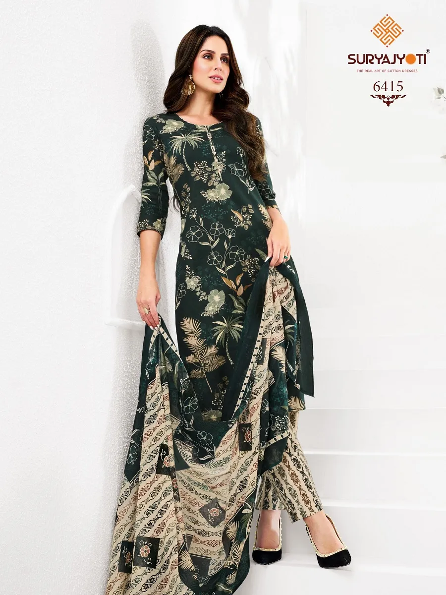 Suryajyoti Trendy Cotton Vol 64 Unstitched Cotton Pant Style Salwar Suit Wholesaler Summer Wear - Image 13