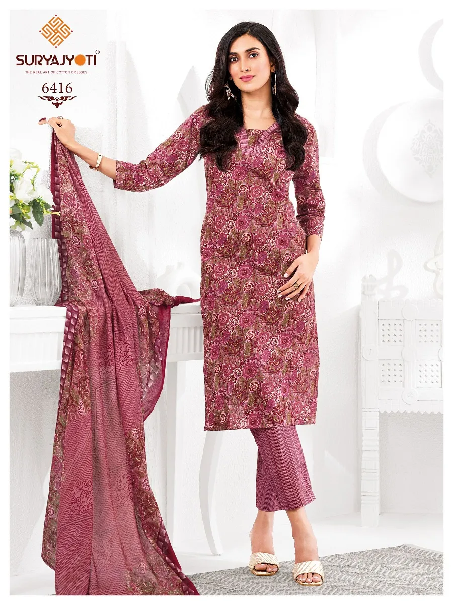 Suryajyoti Trendy Cotton Vol 64 Unstitched Cotton Pant Style Salwar Suit Wholesaler Summer Wear - Image 14