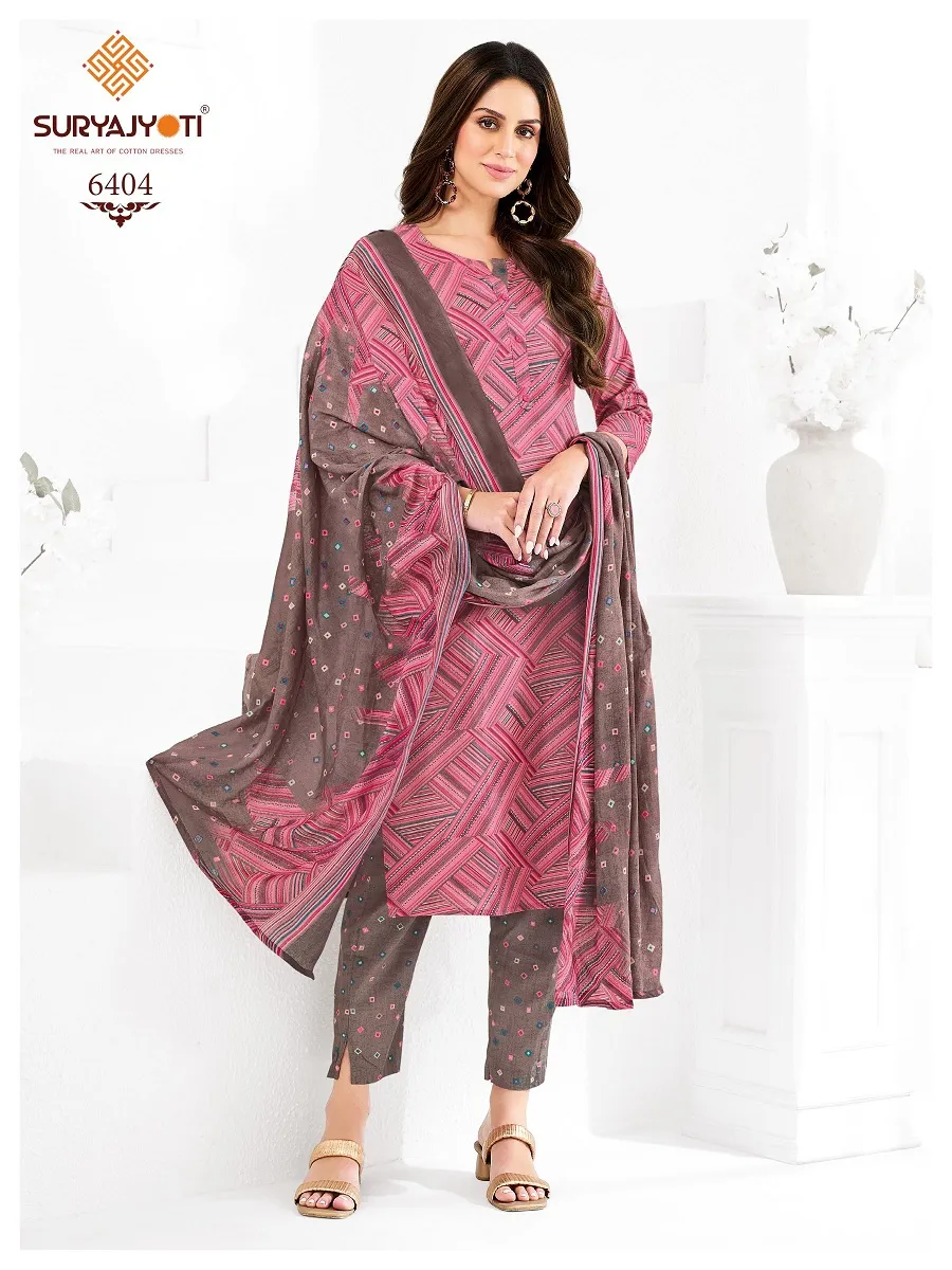 Suryajyoti Trendy Cotton Vol 64 Unstitched Cotton Pant Style Salwar Suit Wholesaler Summer Wear - Image 15