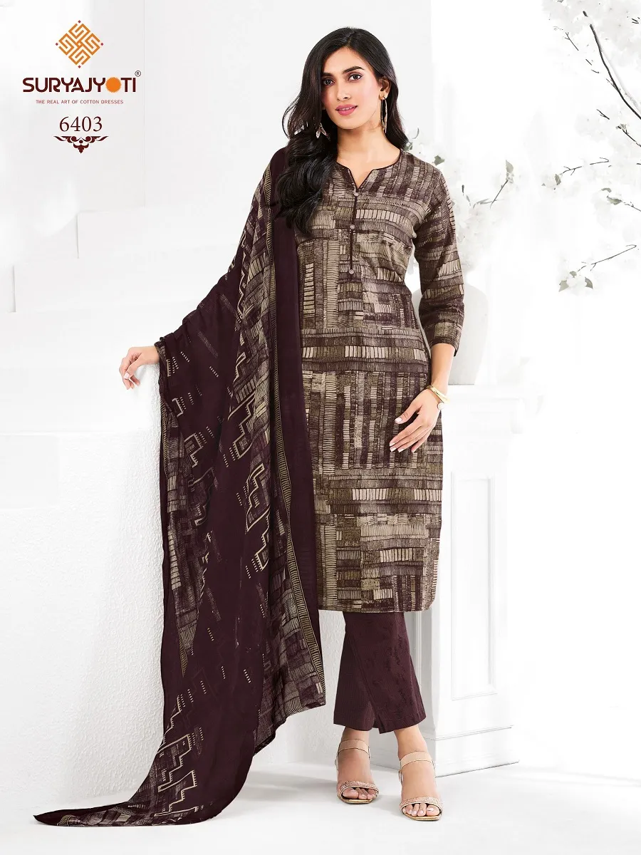Suryajyoti Trendy Cotton Vol 64 Unstitched Cotton Pant Style Salwar Suit Wholesaler Summer Wear - Image 16