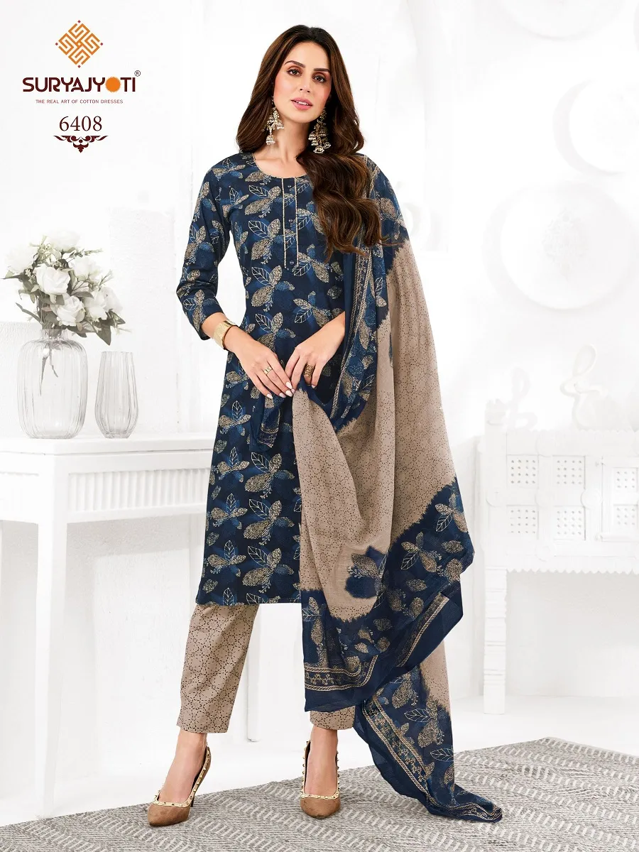 Suryajyoti Trendy Cotton Vol 64 Unstitched Cotton Pant Style Salwar Suit Wholesaler Summer Wear - Image 17
