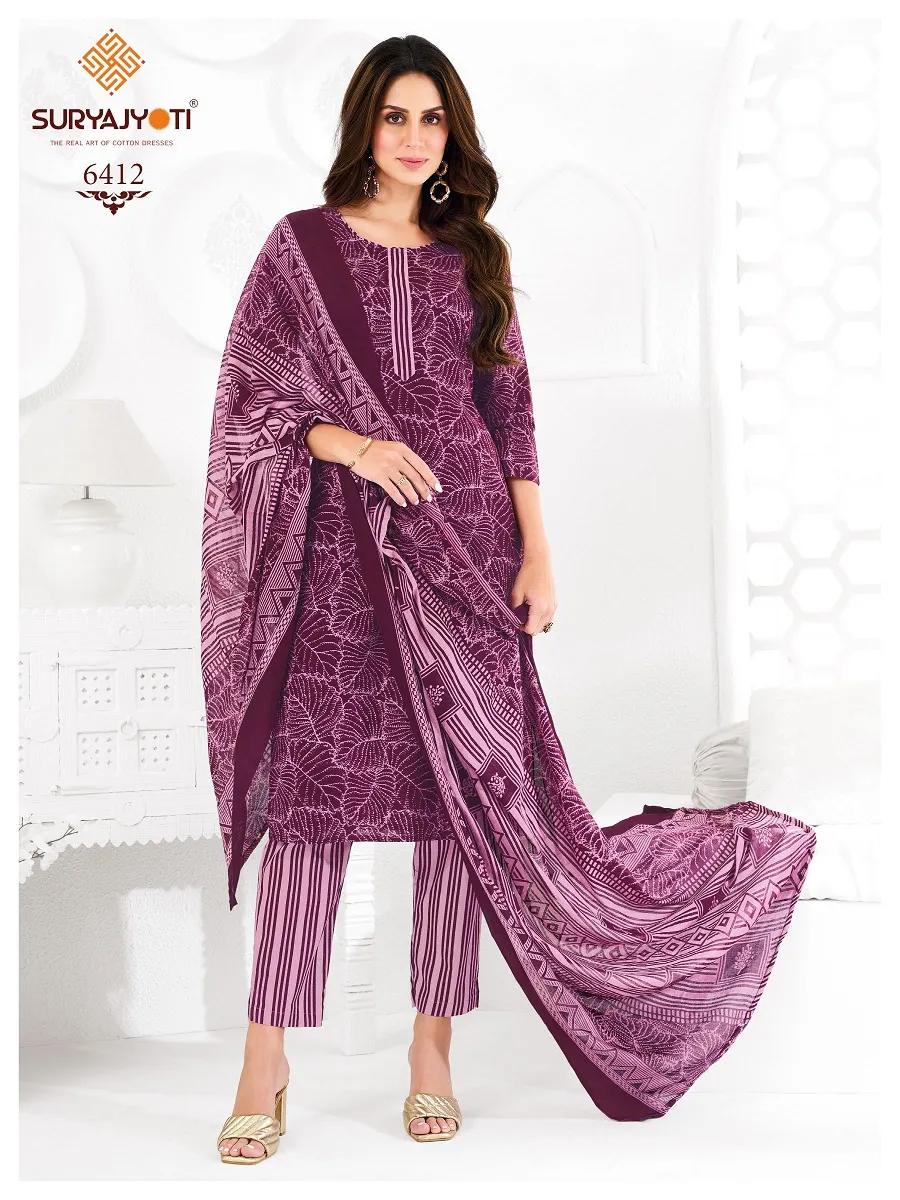 Suryajyoti Trendy Cotton Vol 64 Unstitched Cotton Pant Style Salwar Suit Wholesaler Summer Wear - Image 18