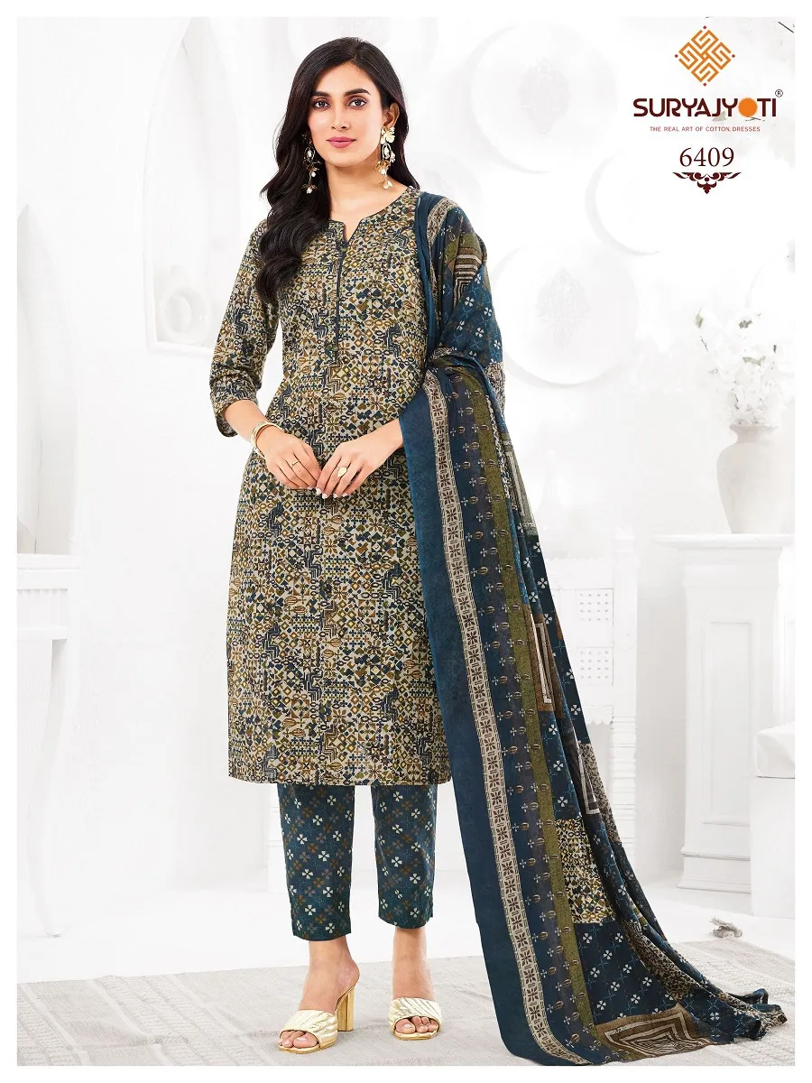Suryajyoti Trendy Cotton Vol 64 Unstitched Cotton Pant Style Salwar Suit Wholesaler Summer Wear - Image 19