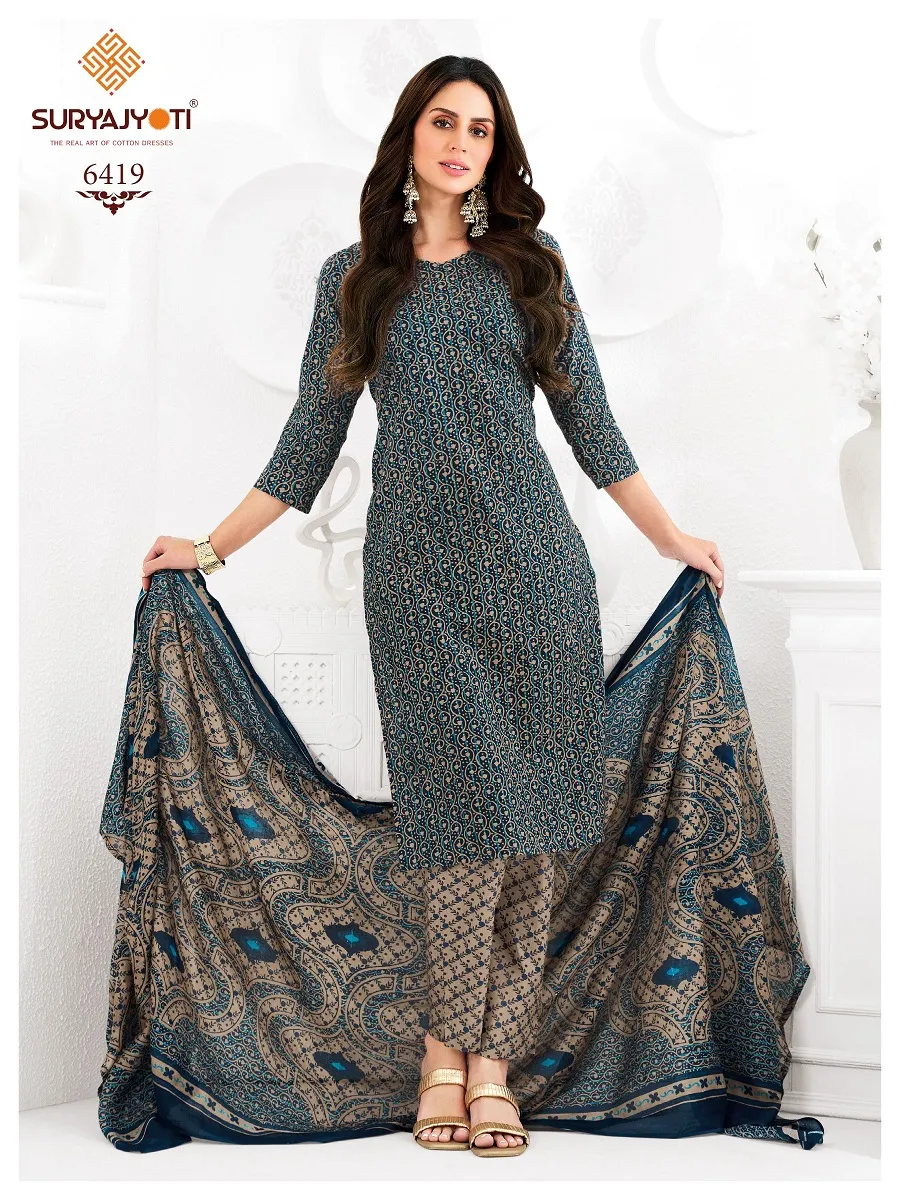 Suryajyoti Trendy Cotton Vol 64 Unstitched Cotton Pant Style Salwar Suit Wholesaler Summer Wear - Image 20