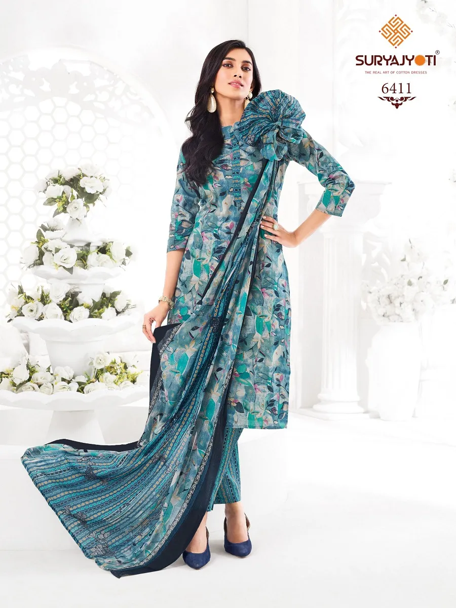 Suryajyoti Trendy Cotton Vol 64 Unstitched Cotton Pant Style Salwar Suit Wholesaler Summer Wear - Image 22