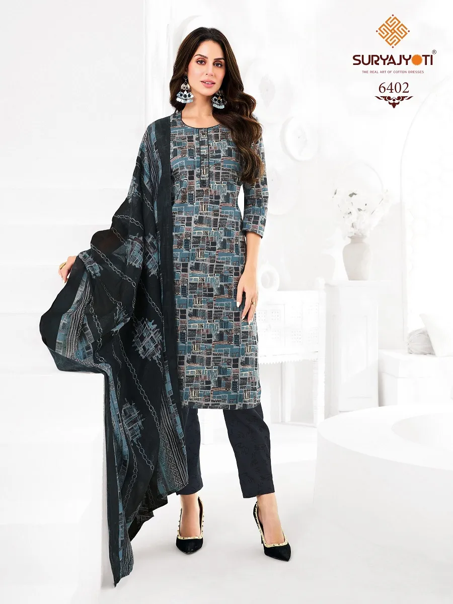 Suryajyoti Trendy Cotton Vol 64 Unstitched Cotton Pant Style Salwar Suit Wholesaler Summer Wear - Image 23