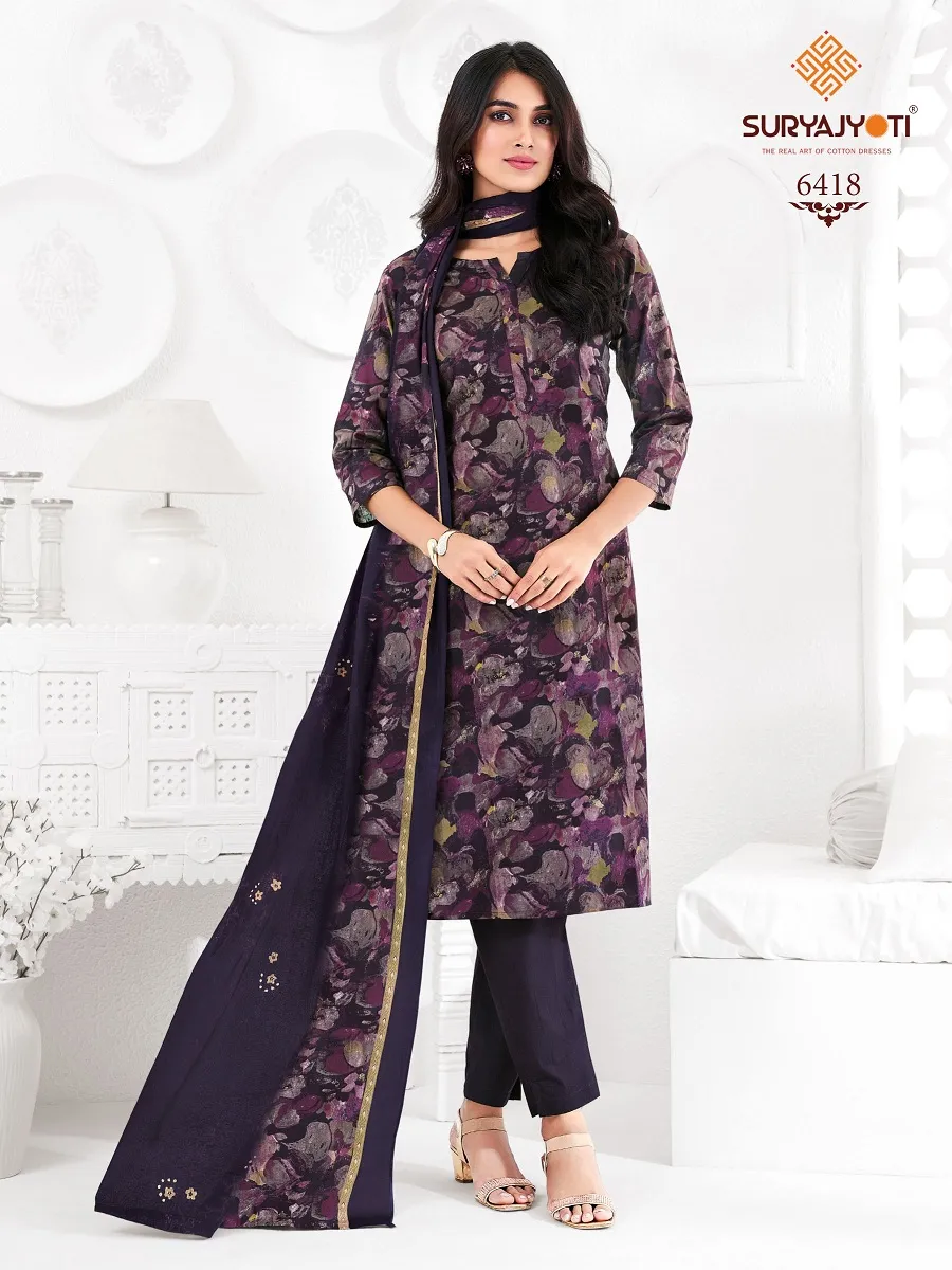 Suryajyoti Trendy Cotton Vol 64 Unstitched Cotton Pant Style Salwar Suit Wholesaler Summer Wear - Image 24