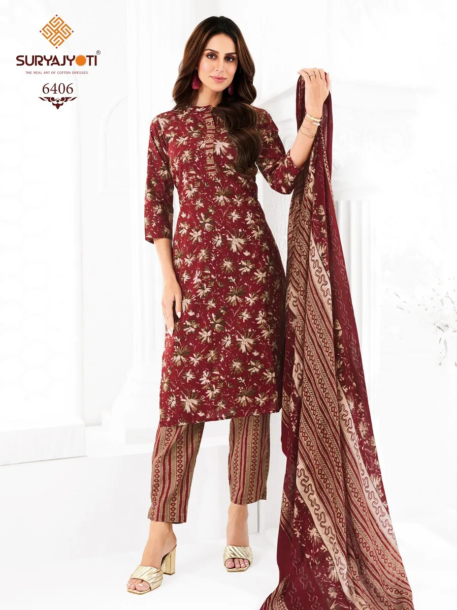 Suryajyoti Trendy Cotton Vol 64 Unstitched Cotton Pant Style Salwar Suit Wholesaler Summer Wear - Image 3