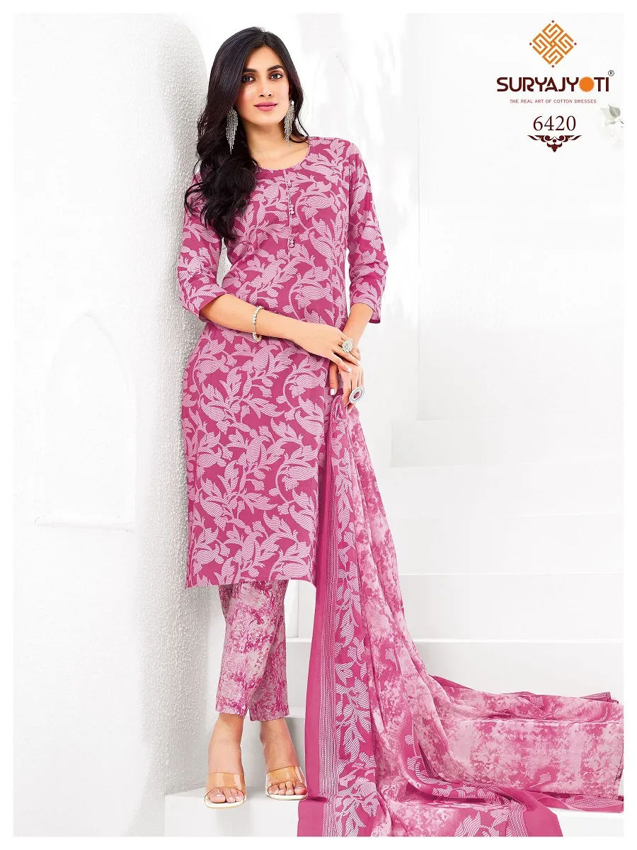 Suryajyoti Trendy Cotton Vol 64 Unstitched Cotton Pant Style Salwar Suit Wholesaler Summer Wear - Image 6