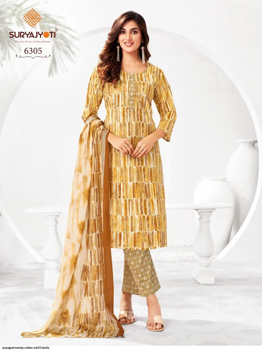 Suryajyoti Trendy Vol 63 Big Size Straight Cotton Printed Salwar Suit Wholesale Catalogue Supplier - Image 11